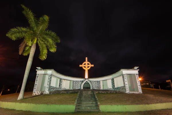 Monumento Inmigrante Iluminado Noche Ciudad Santa Leopoldina Brasil — Foto de Stock