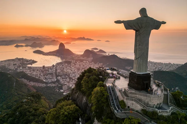 Rio Janeiro Brazílie Března 2023 Socha Krista Vykupitele Vrcholu Hory — Stock fotografie
