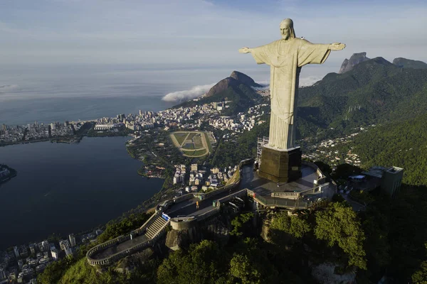 Rio Janeiro Brazílie Března 2023 Kristus Vykupitel Socha Vrcholu Hory — Stock fotografie