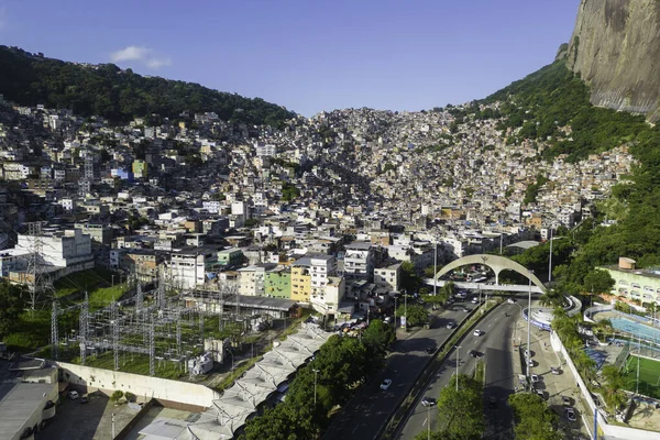 Luchtfoto Van Favela Rocinha Grootste Sloppenwijk Shanty Town Brazilië Gelegen — Stockfoto