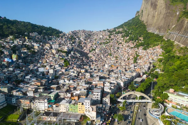 Vista Aérea Favela Rocinha Maior Favela Brasil Localizada Cidade Rio — Fotografia de Stock