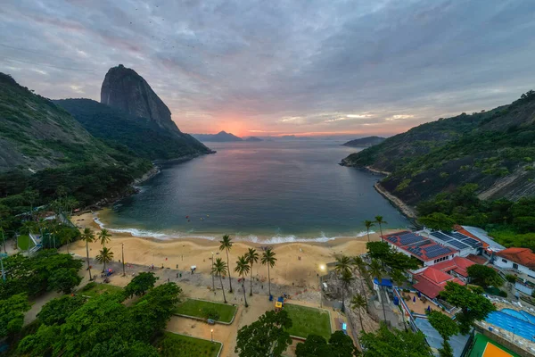 Aerial View Red Beach Rio Janeiro Just Sunrise Sugarloaf Mountain — Stock Photo, Image