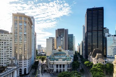 Rio de Janeiro Şehir Merkezi Belediye Tiyatrosu Hava Görüntüsü