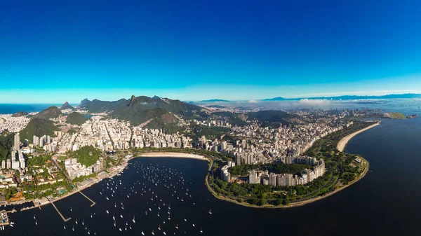 Vista Aérea Cidade Rio Janeiro Com Montanhas Baía Guanabara — Fotografia de Stock