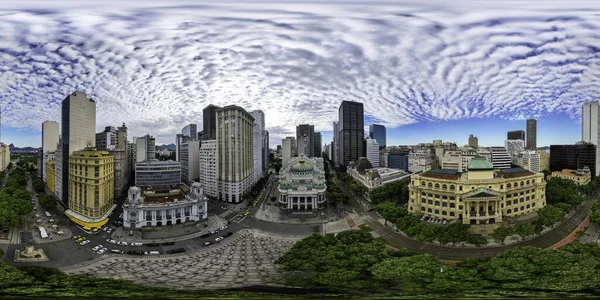 里约热内卢市中心著名建筑的360度全景 — 图库照片