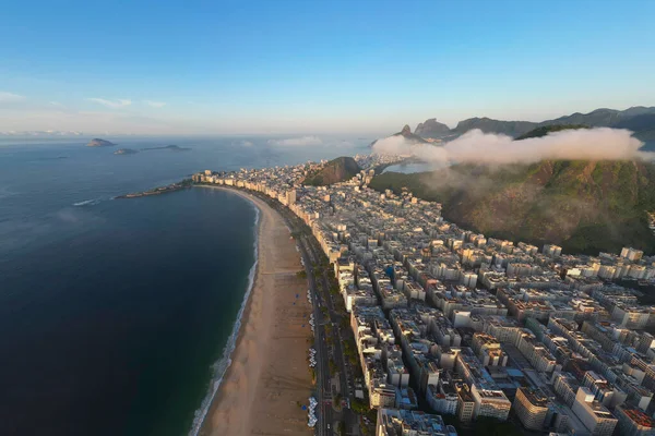 Rio Janeiro Brezilya Ünlü Copacabana Plaj Havadan Görünümü — Stok fotoğraf