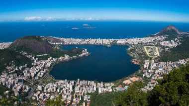 Havadan görünümü, Rodrigo de Freitas Lagoon Corcovado dağ Rio de Janeiro, Brezilya için gelen