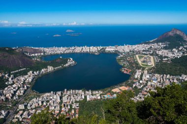 Havadan görünümü, Rodrigo de Freitas Lagoon Corcovado dağ Rio de Janeiro, Brezilya için gelen