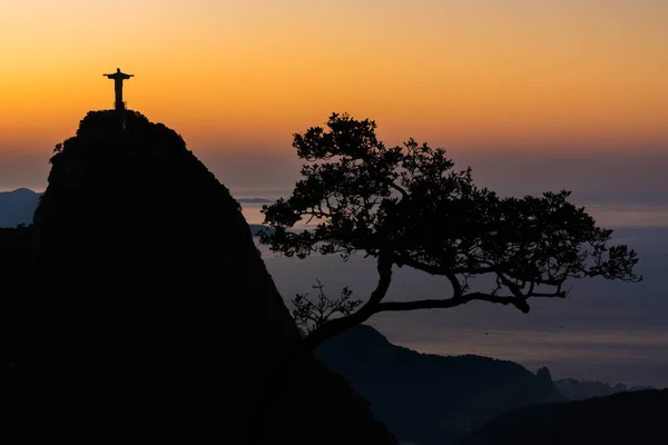 Rio Janeiro Brezilya Haziran 2023 Kurtarıcı Corcovado Dağının Tepesinde Renkli — Stok fotoğraf