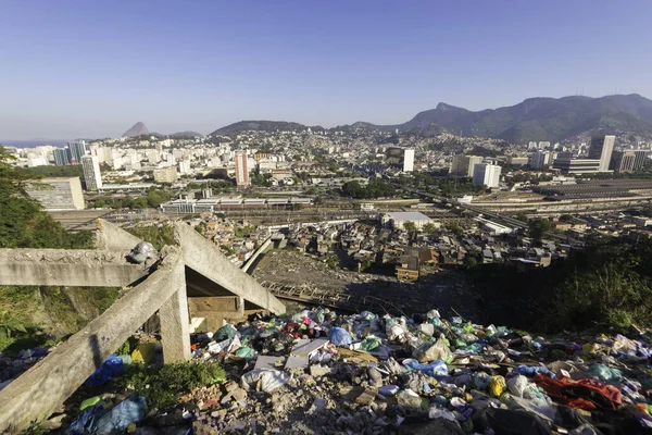 Vista Cidade Rio Janeiro Topo Pilha Lixo — Fotografia de Stock