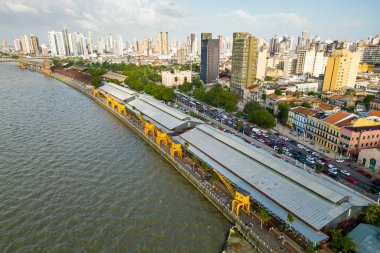 Rıhtım İstasyonu ve Belem Şehri Skyline 'ın Hava Görüntüsü
