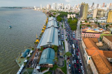 Rıhtım İstasyonu ve Belem Şehri Skyline 'ın Hava Görüntüsü