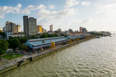 Brezilya 'nın kuzeyindeki Belem şehrindeki Rıhtım İstasyonunun Hava Görüntüsü
