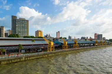 Brezilya 'nın kuzeyindeki Belem şehrindeki Rıhtım İstasyonunun Hava Görüntüsü