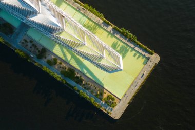 Top Down View of Modern Architecture Museum of Tomorrow Building in Rio de Janeiro City clipart