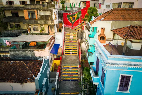 Rio Janeiro Brasil Abril 2024 Colorido Selaron Stairway Obra Mundialmente Imagem De Stock