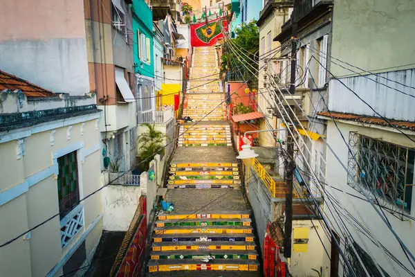 Rio Janeiro Brasil Abril 2024 Colorido Selaron Stairway Obra Mundialmente Imagem De Stock