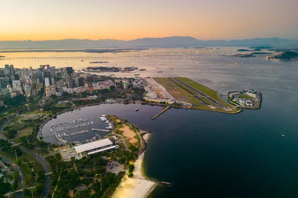 stock image Aerial View of Marina da Gloria, Santos Dumont Airport and Rio de Janeiro Downtown