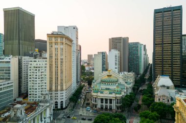 Rio de Janeiro Şehir Merkezi Belediye Tiyatrosu Hava Görüntüsü