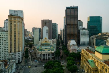 Rio de Janeiro Şehir Merkezi Belediye Tiyatrosu Hava Görüntüsü
