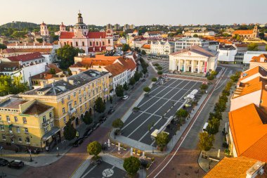 Vilnius City 'deki kasaba meydanının hava görüntüsü