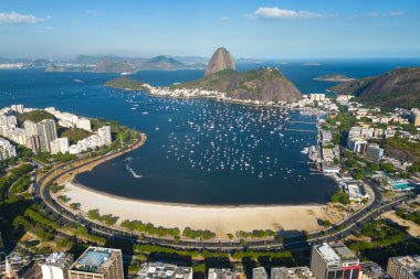 Rio de Janeiro, Brezilya 'da Botafogo Bölgesi ve Plaj Havacılık Manzarası