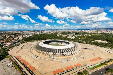 Belo Horizonte, Brezilya - 9 Nisan 2025: Mineiro Havacılık Manzarası - Brezilya 'nın en büyük beşinci futbol stadyumu, Minas Gerais eyaletinde yer almaktadır..