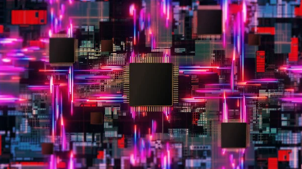 Artificiell Intelligens Teknik Futuristiska Cpu Dator Kommunikation Abstrakt Nätverk Överföring — Stockfoto