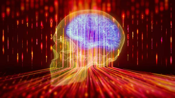 Данные Нейронной Сети Тренируют Человека Использованием Данных Искусственного Интеллекта Технология Стоковое Изображение