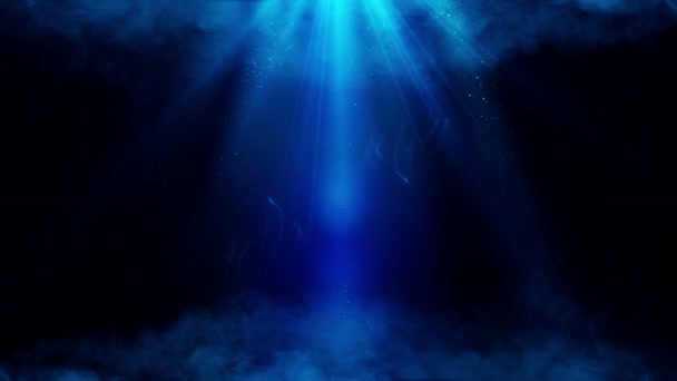 神奇的神秘烟雾和带有灰尘的蓝色光束 Uhd视频动画背景 — 图库视频影像