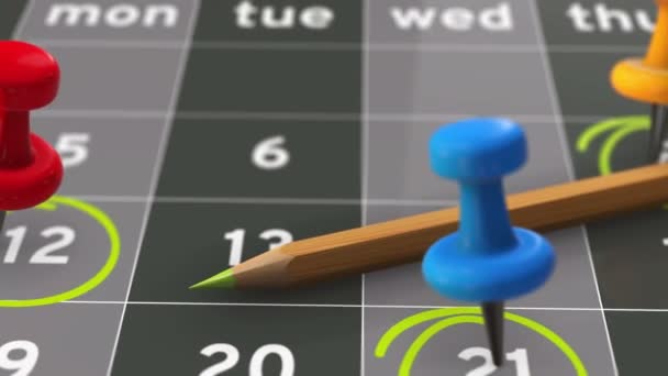 Calendario Eventos Con Marca Verificación Animación Uhd Vídeo — Vídeos de Stock