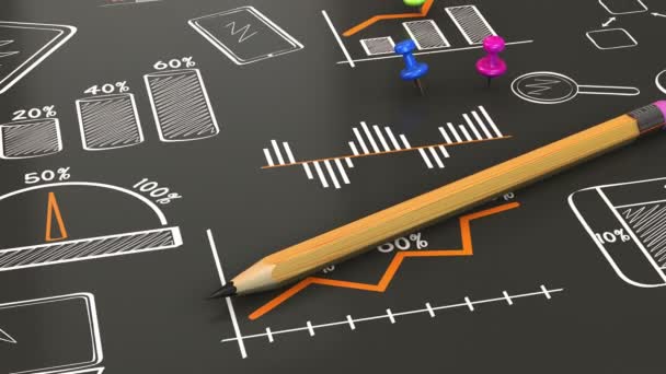 ビジネスグラフアニメーションビデオの経済分析スケッチ — ストック動画
