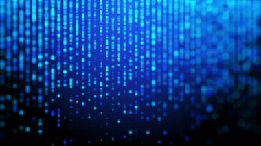 Bulanık mavi arkaplanda akan su damlaları. 4k UHD video döngüsü kusursuz canlandırma.