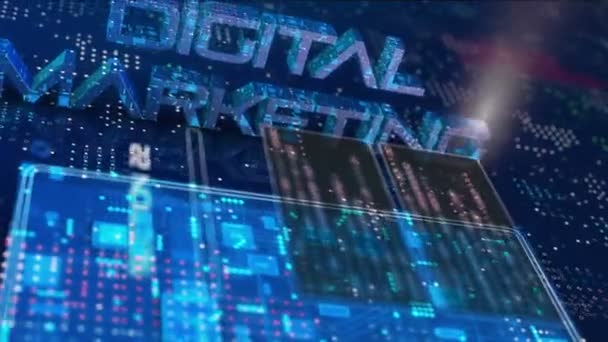 デジタルマーケティング 研究現代の仮想スマートデバイス デジタル情報コンテンツの作成 Uhd 3Dビデオアニメーション — ストック動画
