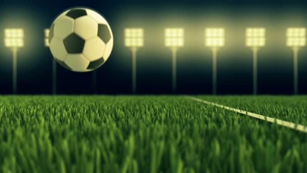 Soccer Ball Football Stadium Animation Illuminated Stadium — Stock Video