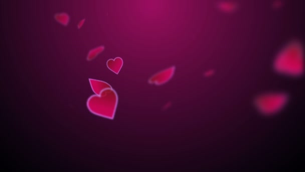 Slow Falling Red Heart Blurred Background Uhd Videoanimation Intro — Stock Video