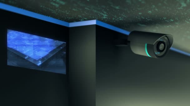 Innovation Technologique Moderne Caméra Surveillance Écran Hologramme Vidéo Boucle Animation — Video