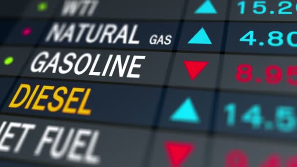 Fuel Prices Diesel Gasoline Commodities Stock Exchange Market Concept Uhd — Stock Video