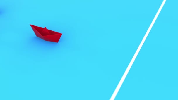 Успішне Лідерство Паперовий Корабель Орігамі Мети Бізнес Команда Переможець Концепція — стокове відео