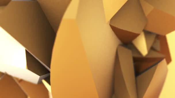 抽象折り畳まれた黄金の幾何学形多角形3Dビデオアニメーションデザインの背景 — ストック動画