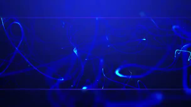 Curvas Fractales Brillantes Ondulando Sobre Fondo Marco Abstracto Azul Vídeo — Vídeo de stock