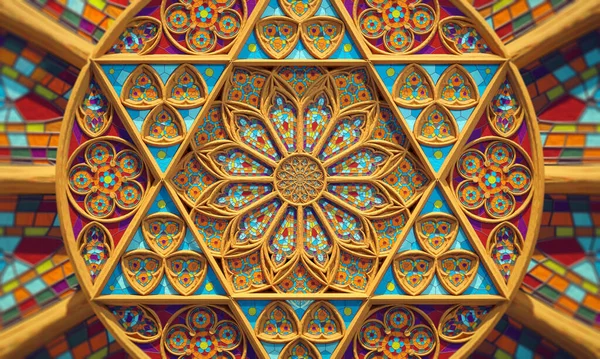 Kaleidoscoop Mandala Abstracte Achtergrond Van Mysterie Geometrie Kunst Visuele Futuristische Rechtenvrije Stockfoto's