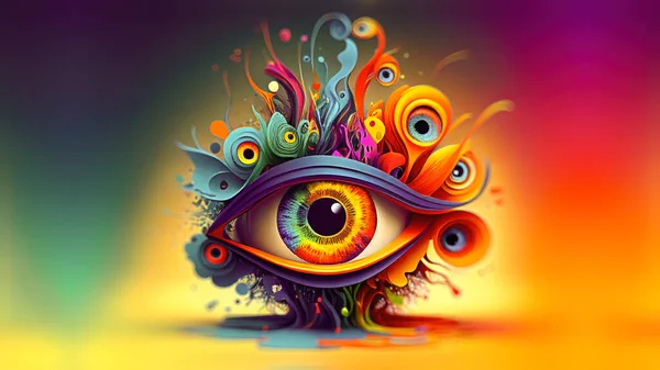 Eye Pop Art Achtergrond Verkennen Kleurrijke Creatieve Wereld Artistieke Beelden Rechtenvrije Stockfoto's