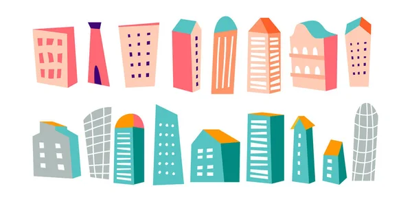 Cartoon Bunte Reihe Von Gebäuden Vektor Haus Illustrationen Landschaft Maker — Stockvektor