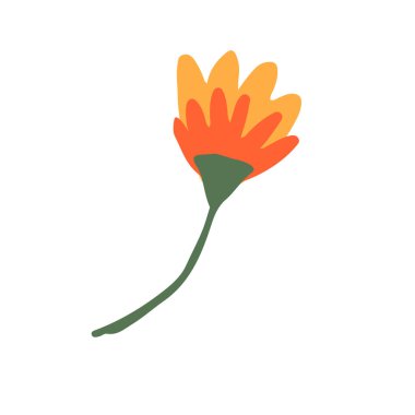 Renkli karalama çiçek elementi, vektör naif sanat klip sanatı beyaz arkaplanda izole