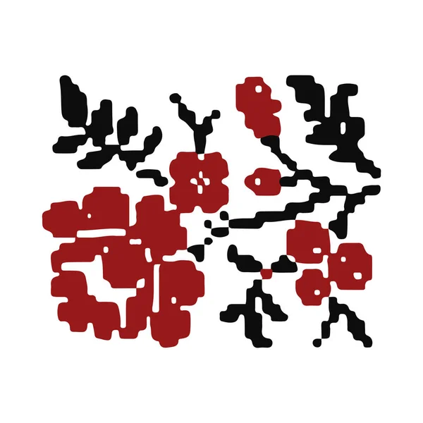 Vector Oriental Motivo Flores Folk Ilustração Estilo Ucraniano — Vetor de Stock