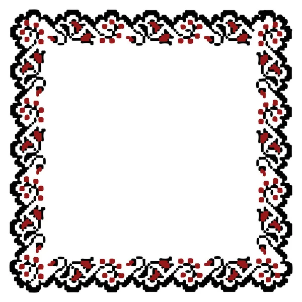 Vector Ethnic Ukrainian Frame Pattern Floral Elements White Background — Stock Vector
