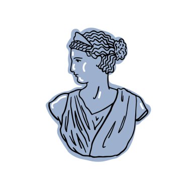 Mavi Modern Moda Antik Yunan Heykeli. Roma İmparatorluğu 'nun vektör illüstrasyonu
