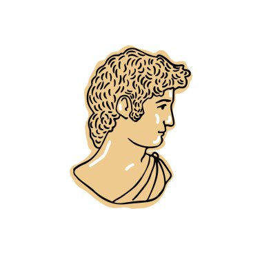 Altın Modern Moda Antik Yunan Roma Tanrısı Heykeli. El çizimi vektör çizimi beyaz arkaplanda izole edildi