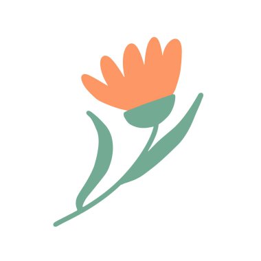 Renkli el çizimi çiçek. Vektör illüstrasyonu